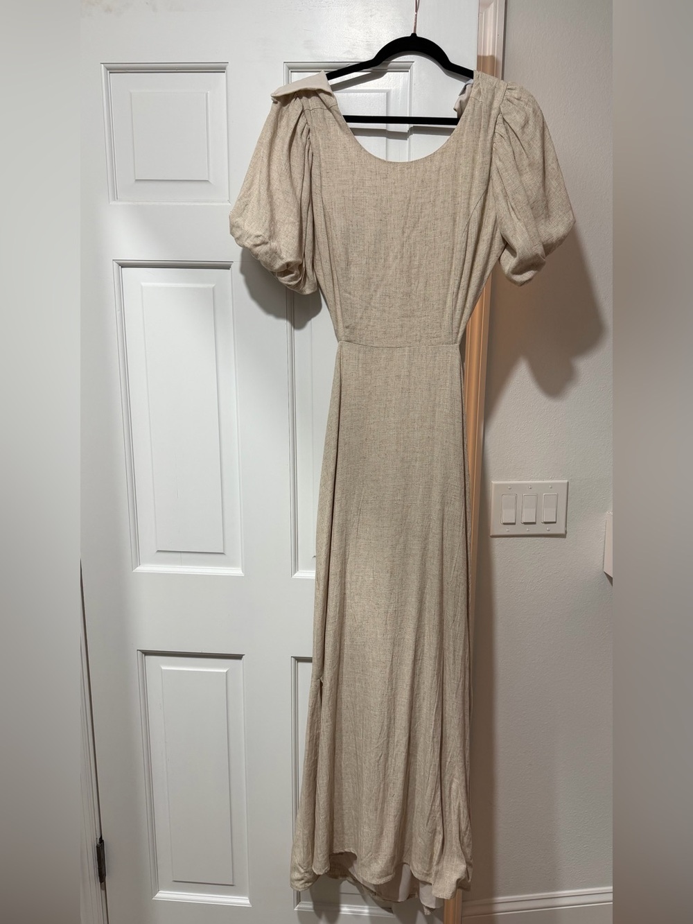 Sugarlips Cream Puff-Sleeve Maxi Dress